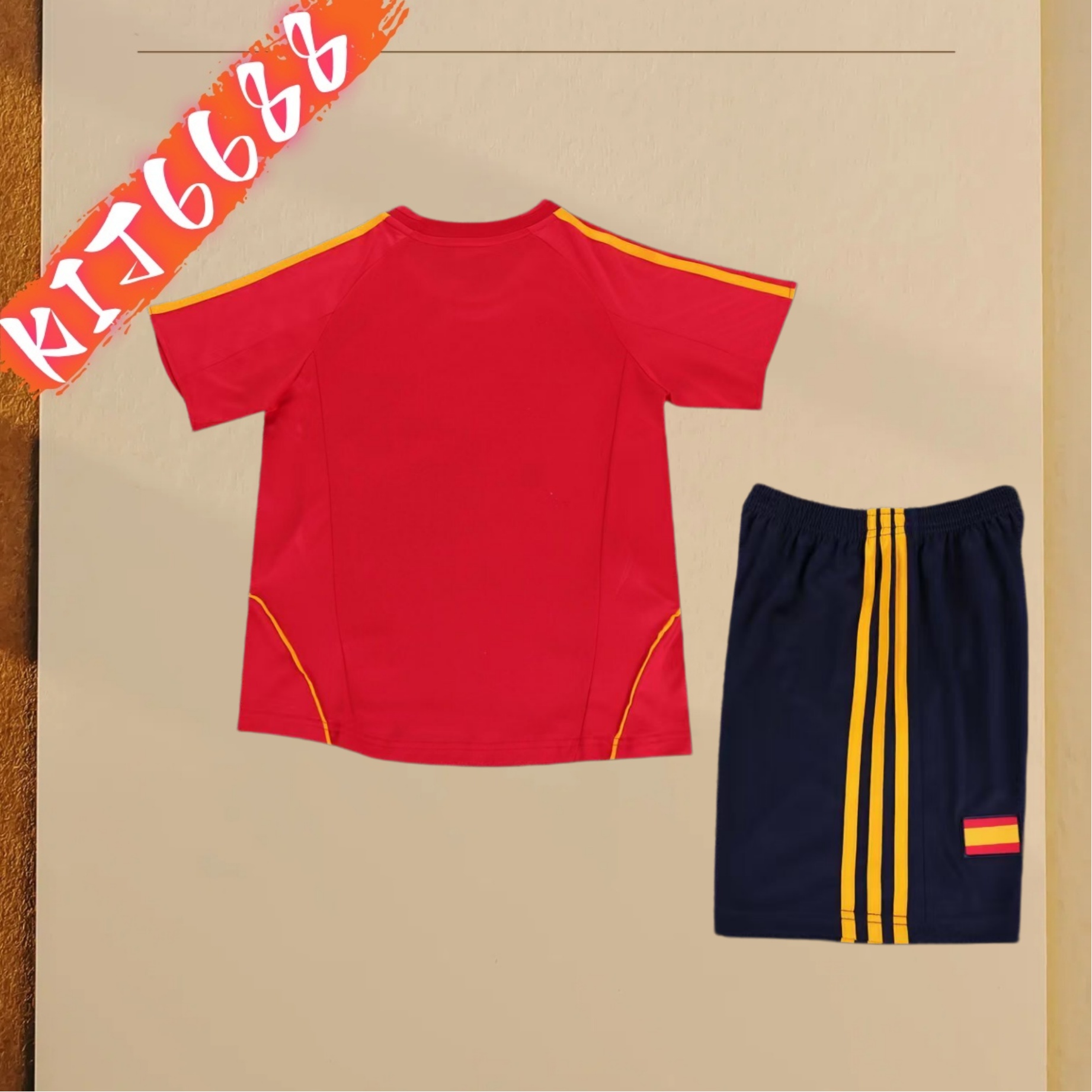 2008 Spain home Retro Football Shirt  Kids Kit