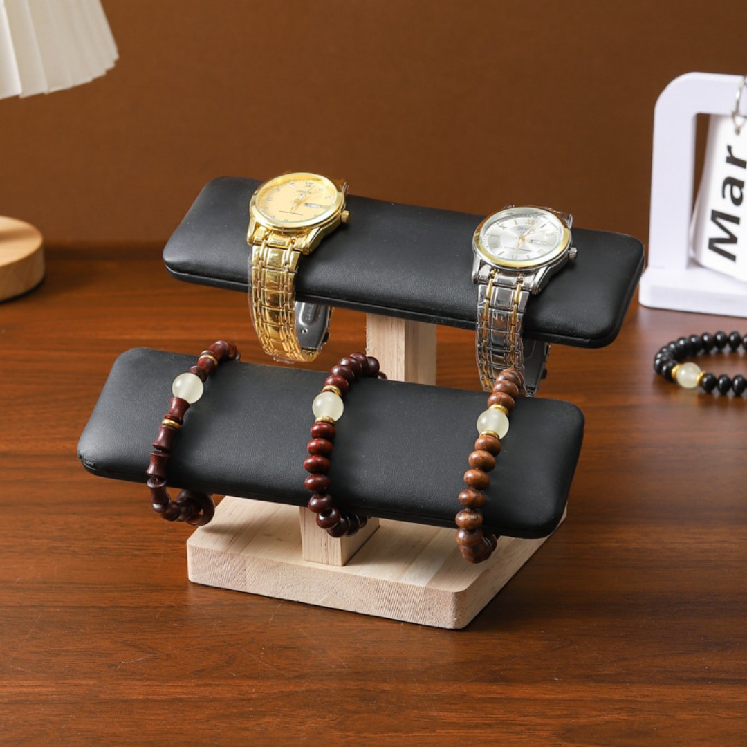 Solid Wood Single-Tier Watch Bracelet Display Stand Beaded Bracelet Storage Rack Bracelet Jewelry Display Stand Live Streaming Display Stand custom logo