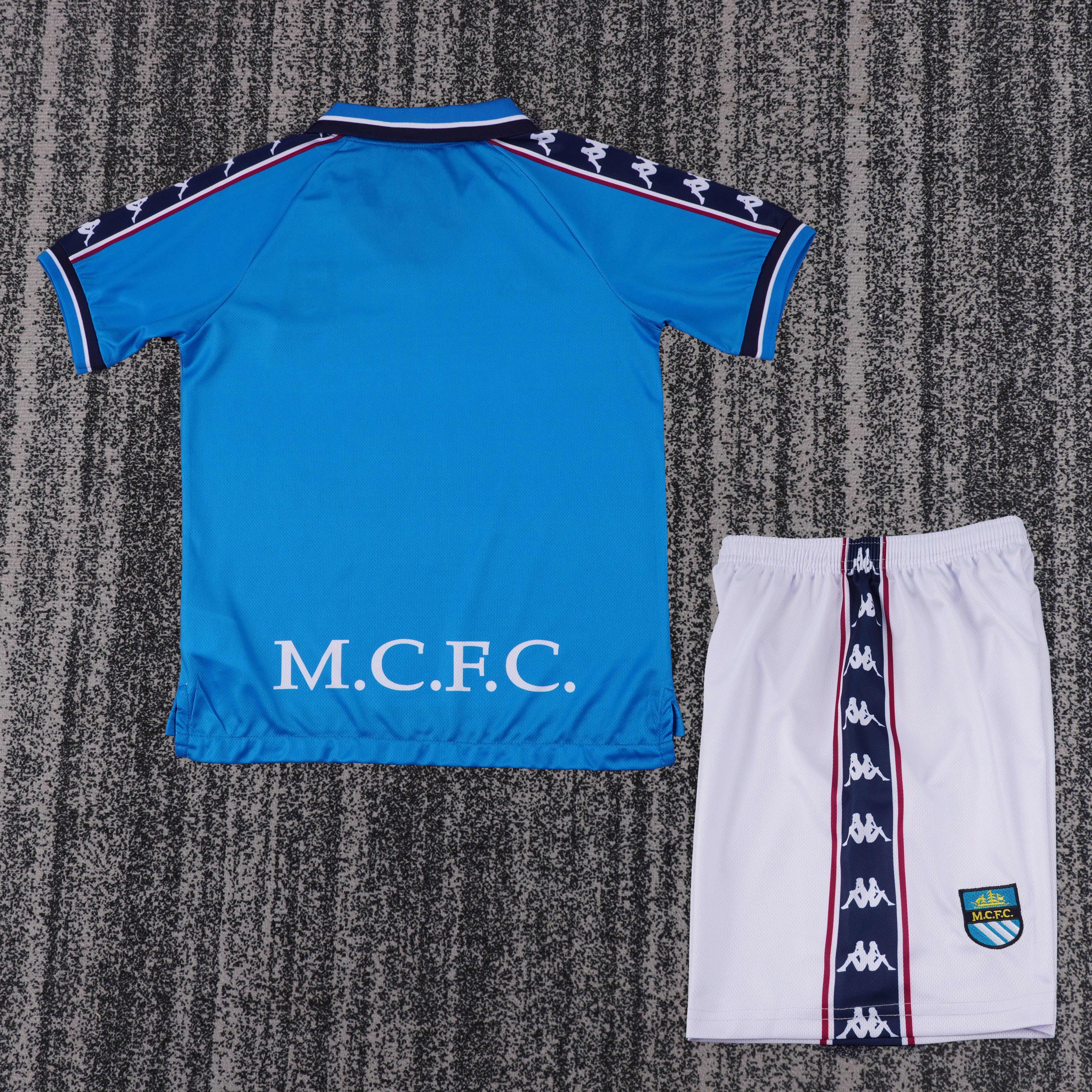 97/98 Manchester City home  Retro Football Shirt (Kids Kit)