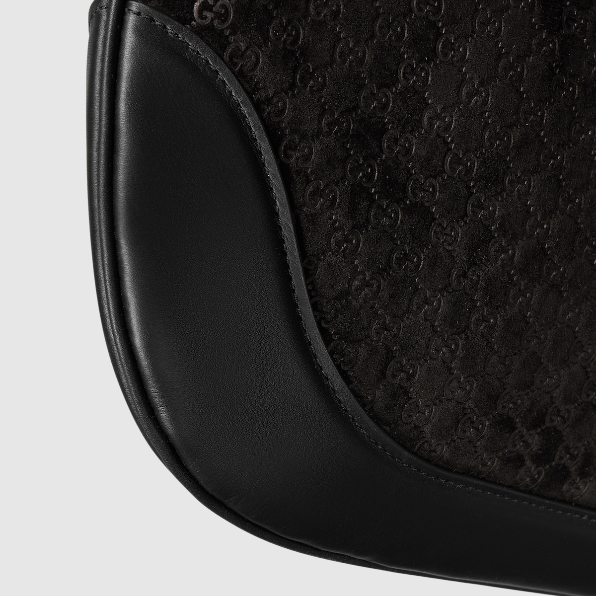 Gucci B medium shoulder bag Black micro GG embossed suede