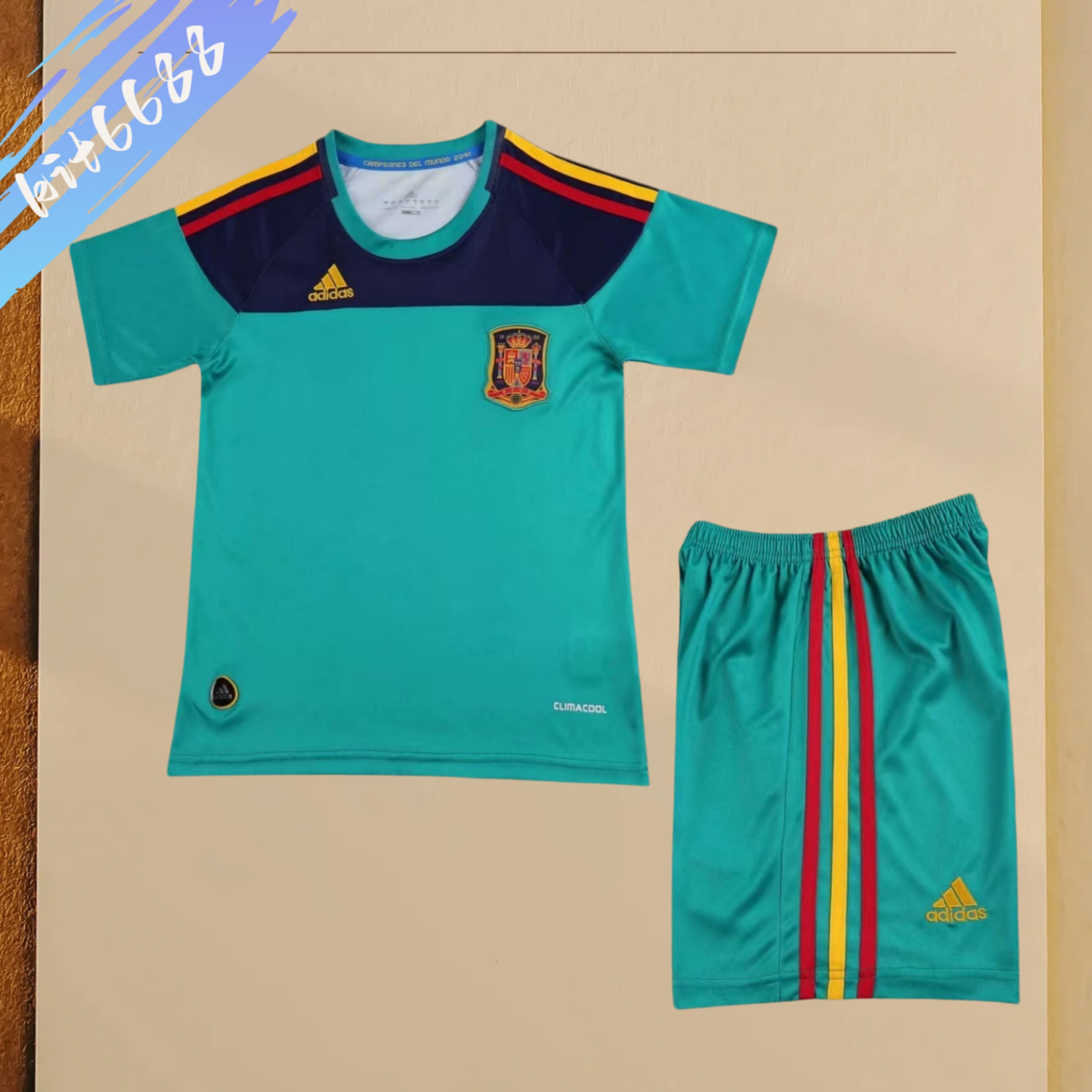 2010 Spain Away Retro Football Shirt  Kids Kit