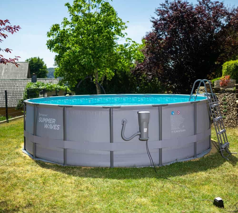 Summer Waves Frame Pool Complete Set | Round 488 x 122 cm Grey
