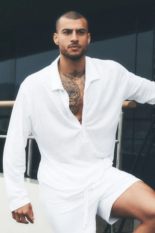 Linen Jersey Coastal Long Sleeve Pullover