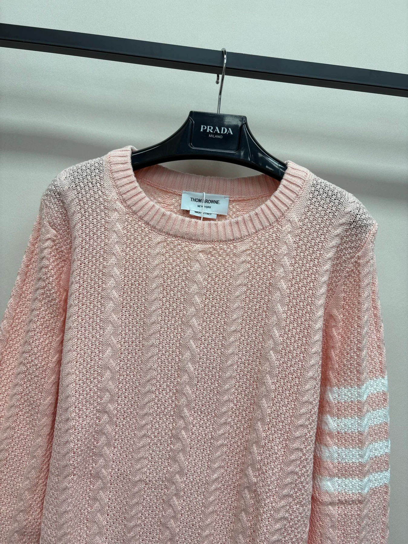Thom Browne Rundhals Zopfmuster Rosa Sweatshirts HG935016