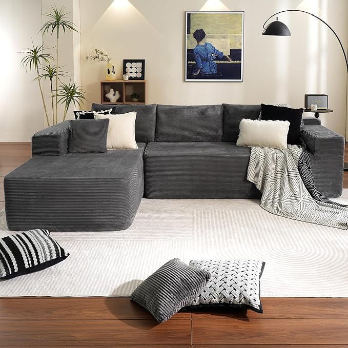 Ovios 106 Cloud Sectional Couch with L-Shape Chaise.Modern Modular Sofa with Deep Seat. Upholstered Couches for Living Room Bedroom.No Assembly Required