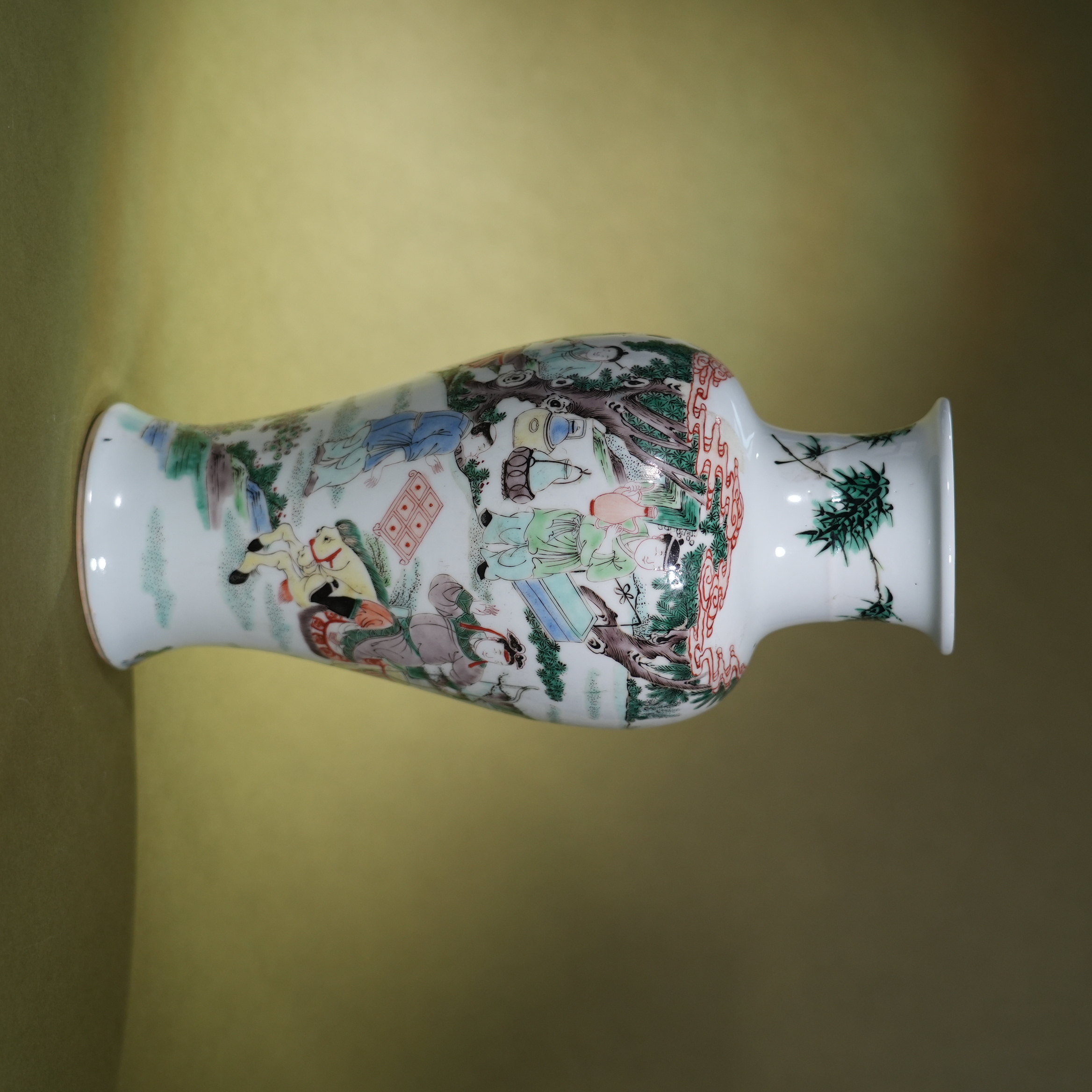 Ancient Chinese Wucai Figural Story Guanyin Porcelain Vase