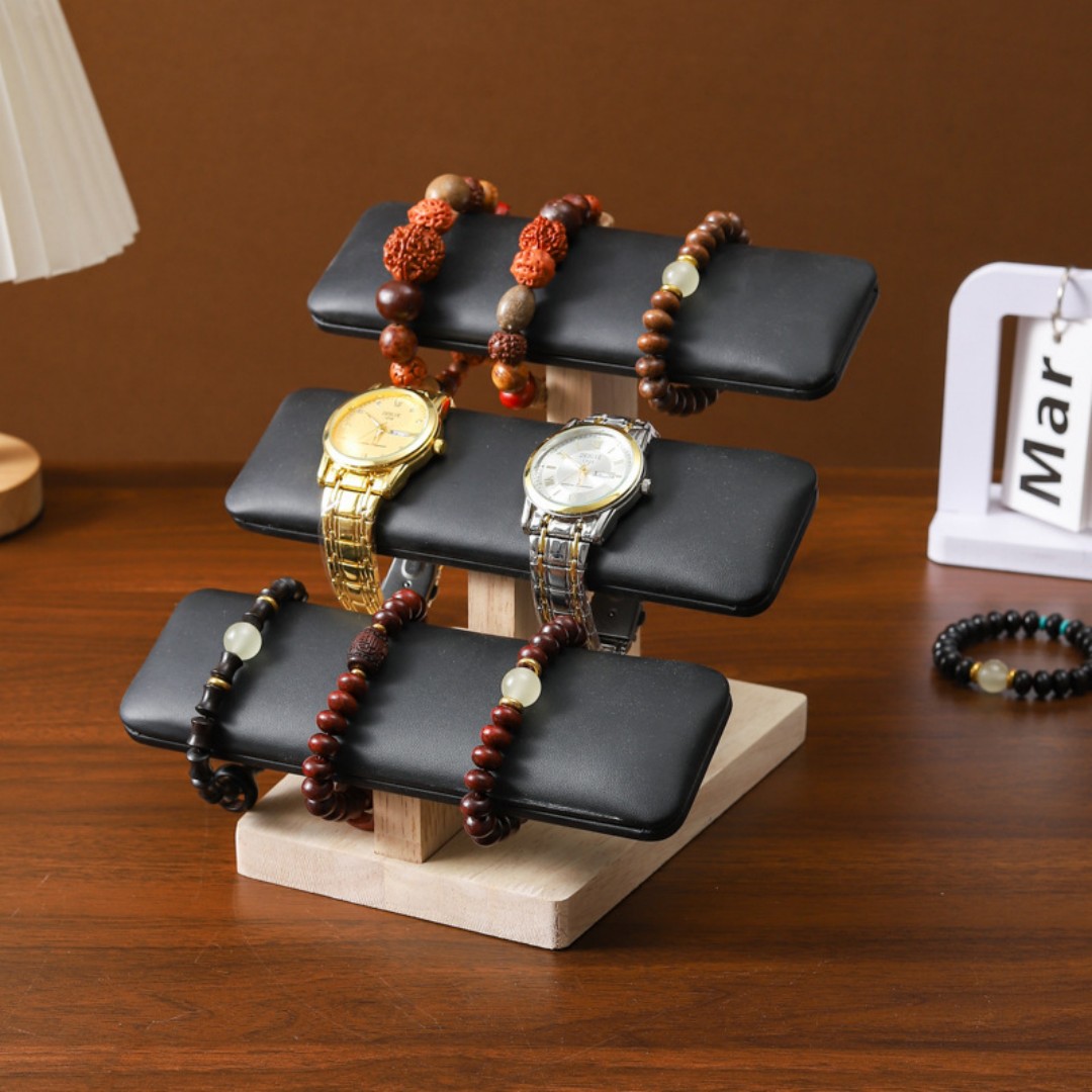Solid Wood Single-Tier Watch Bracelet Display Stand Beaded Bracelet Storage Rack Bracelet Jewelry Display Stand Live Streaming Display Stand custom logo