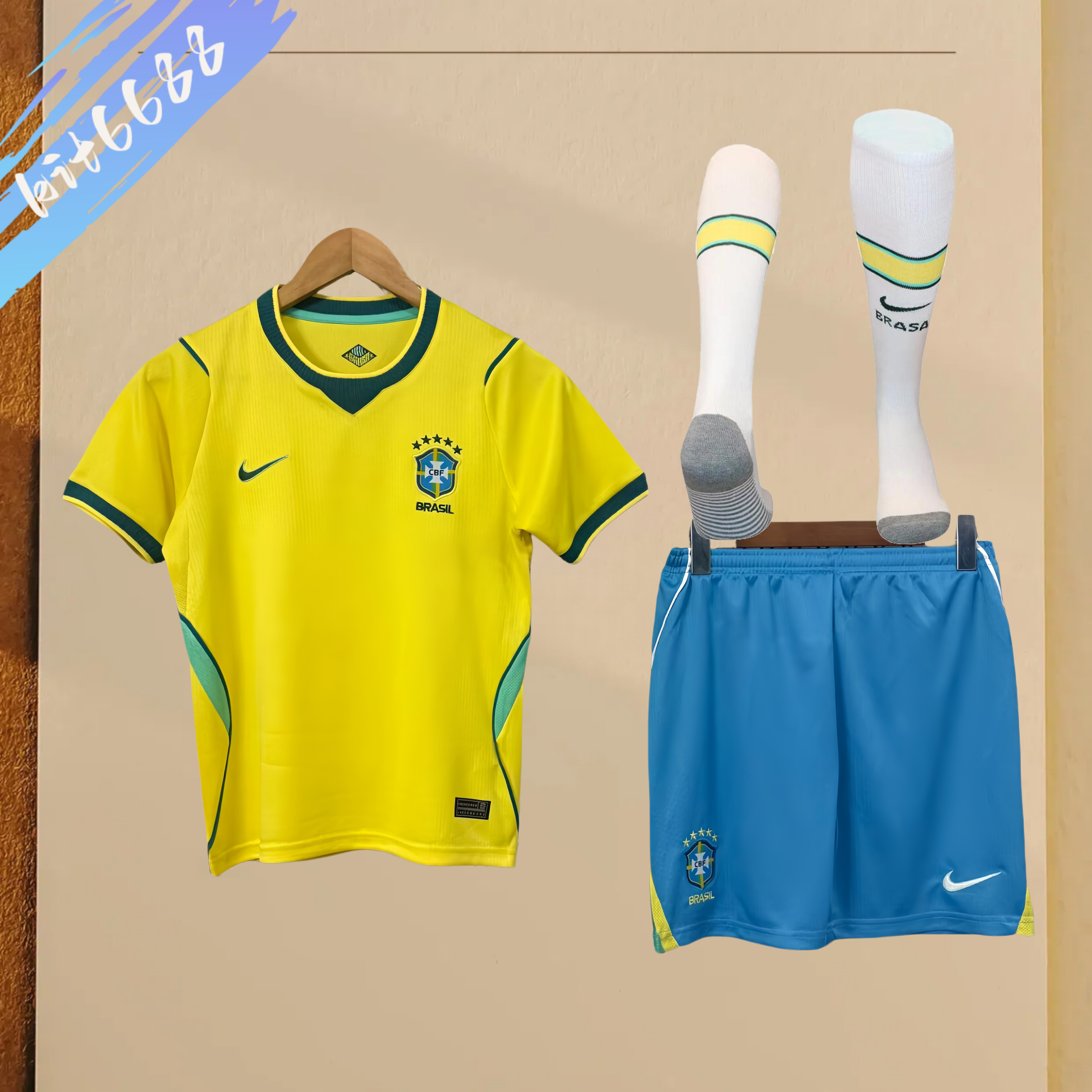 26/27 Brazil home  Football Shirt Adult Kids Kit socks