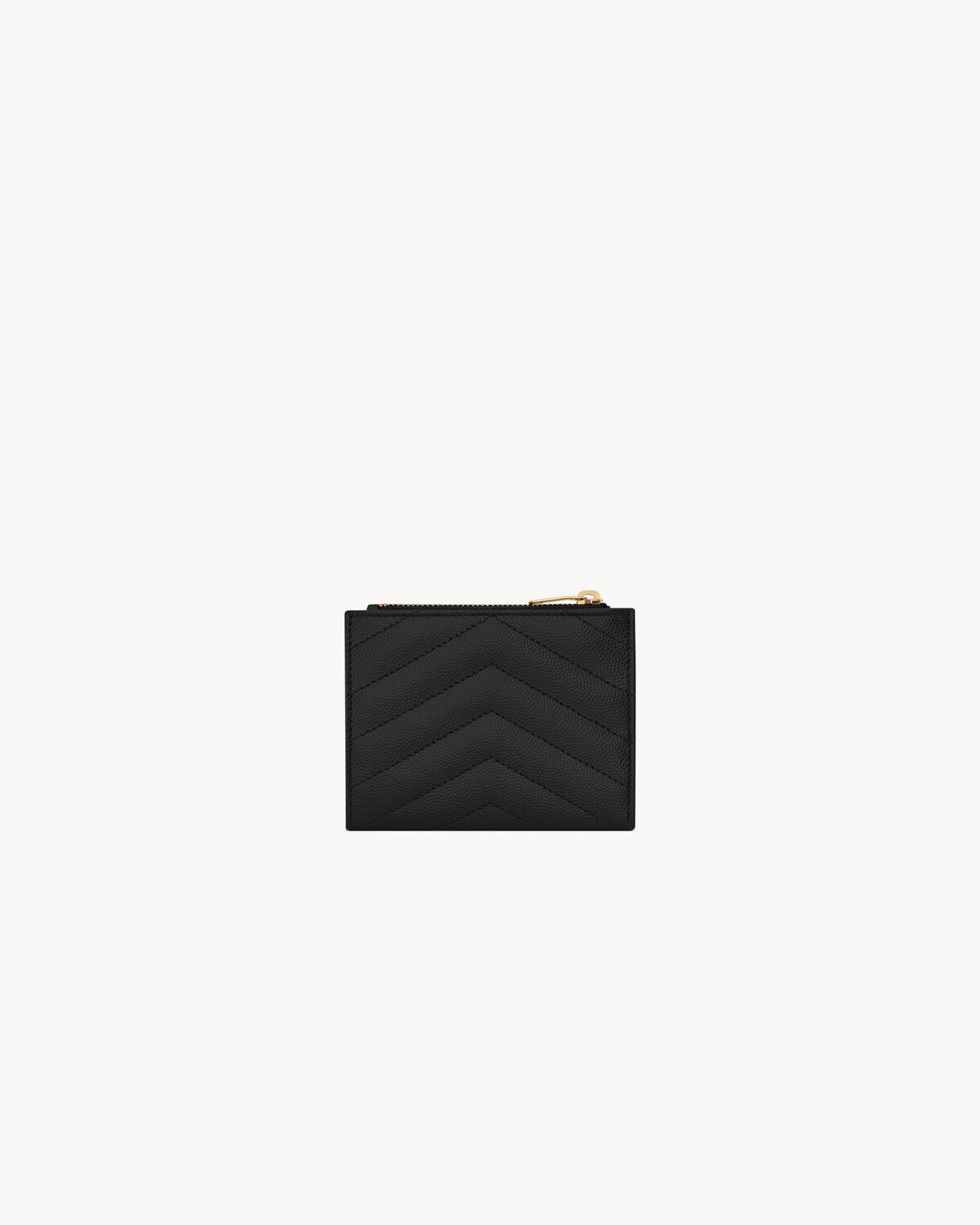 cassandre matelassé bi-fold wallet in grain de poudre leather BLACK