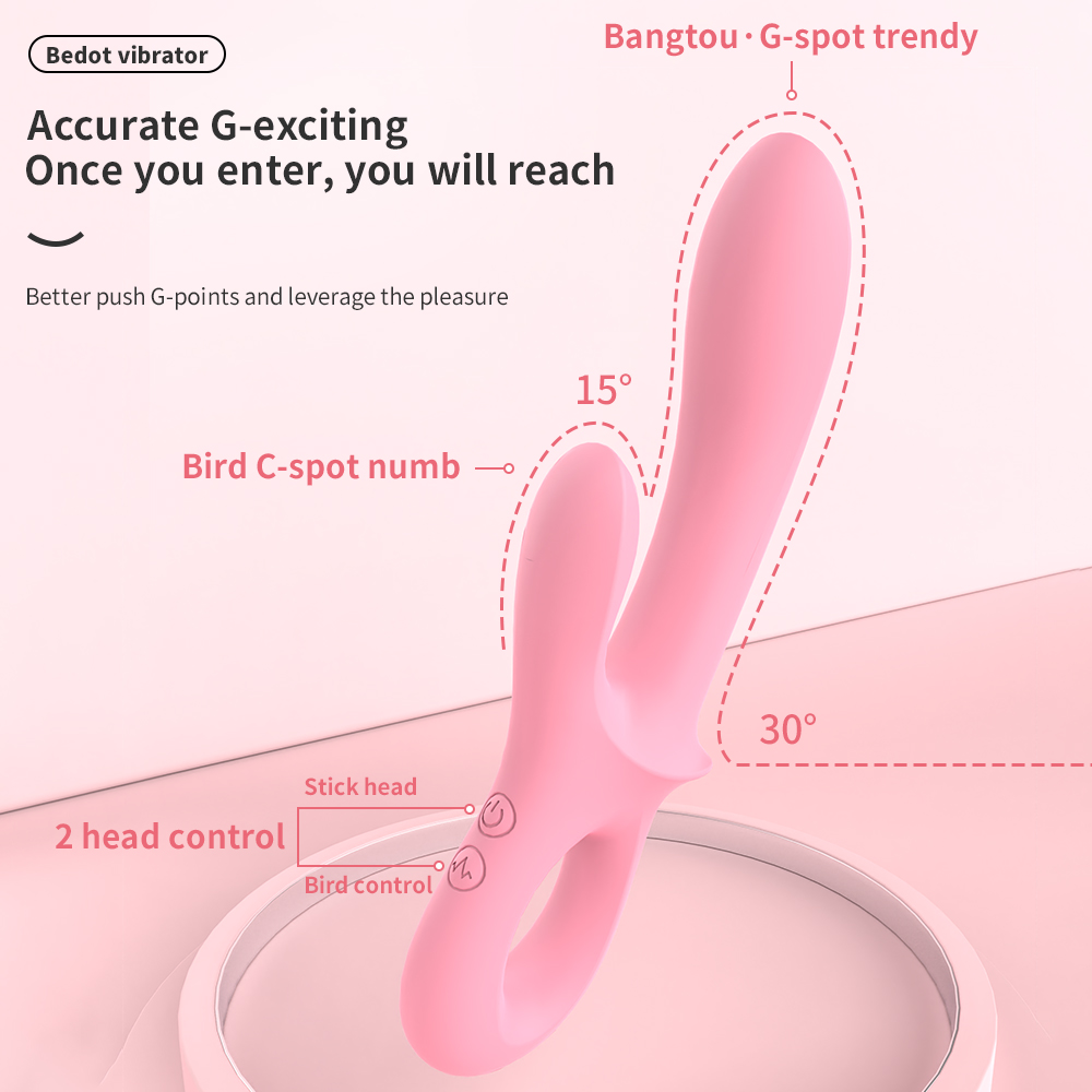Magnetic Charging Dual Head Vibrator Soft Silicone G-spot Clitoral Stimulator