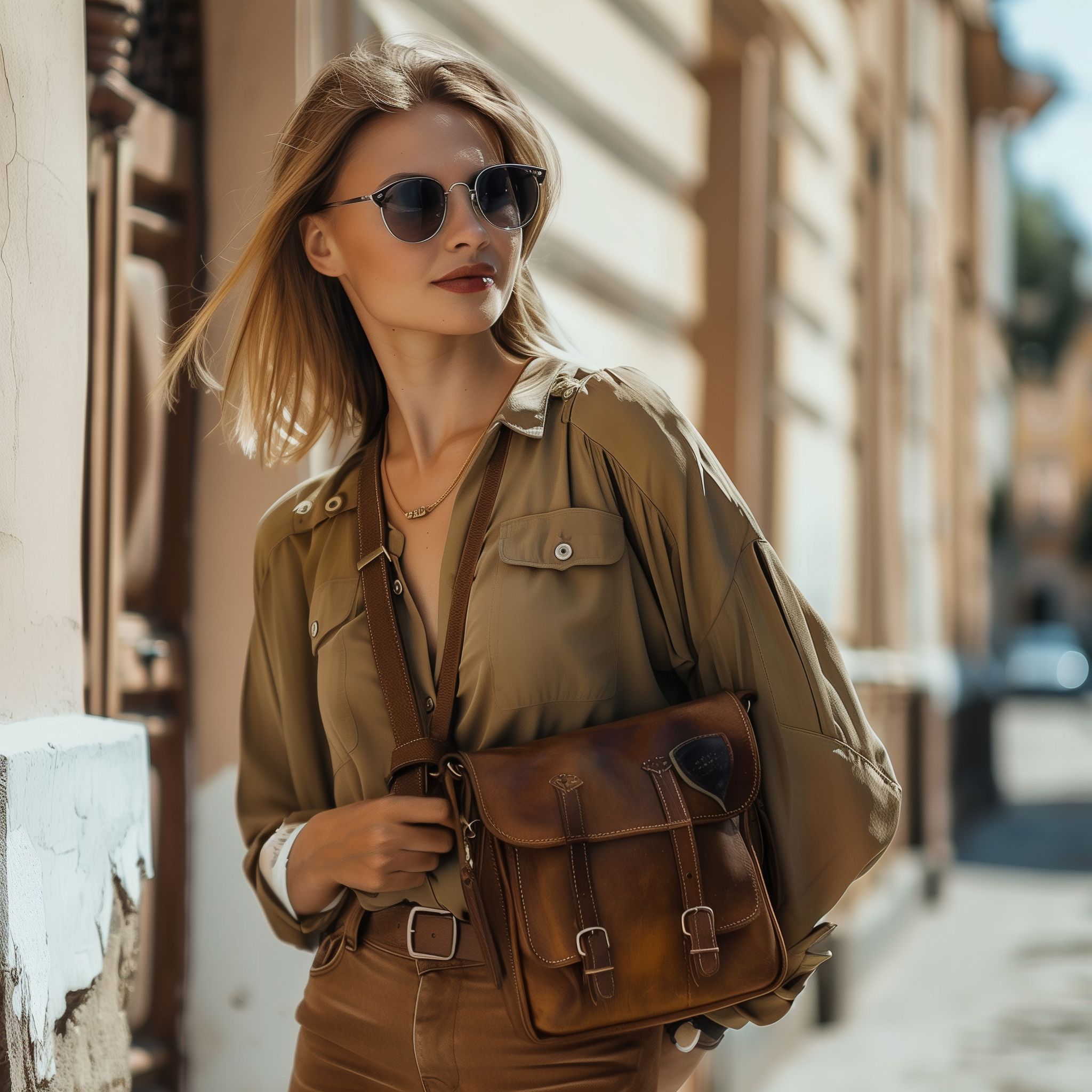 Vintage Gradient Leather Messenger Bag