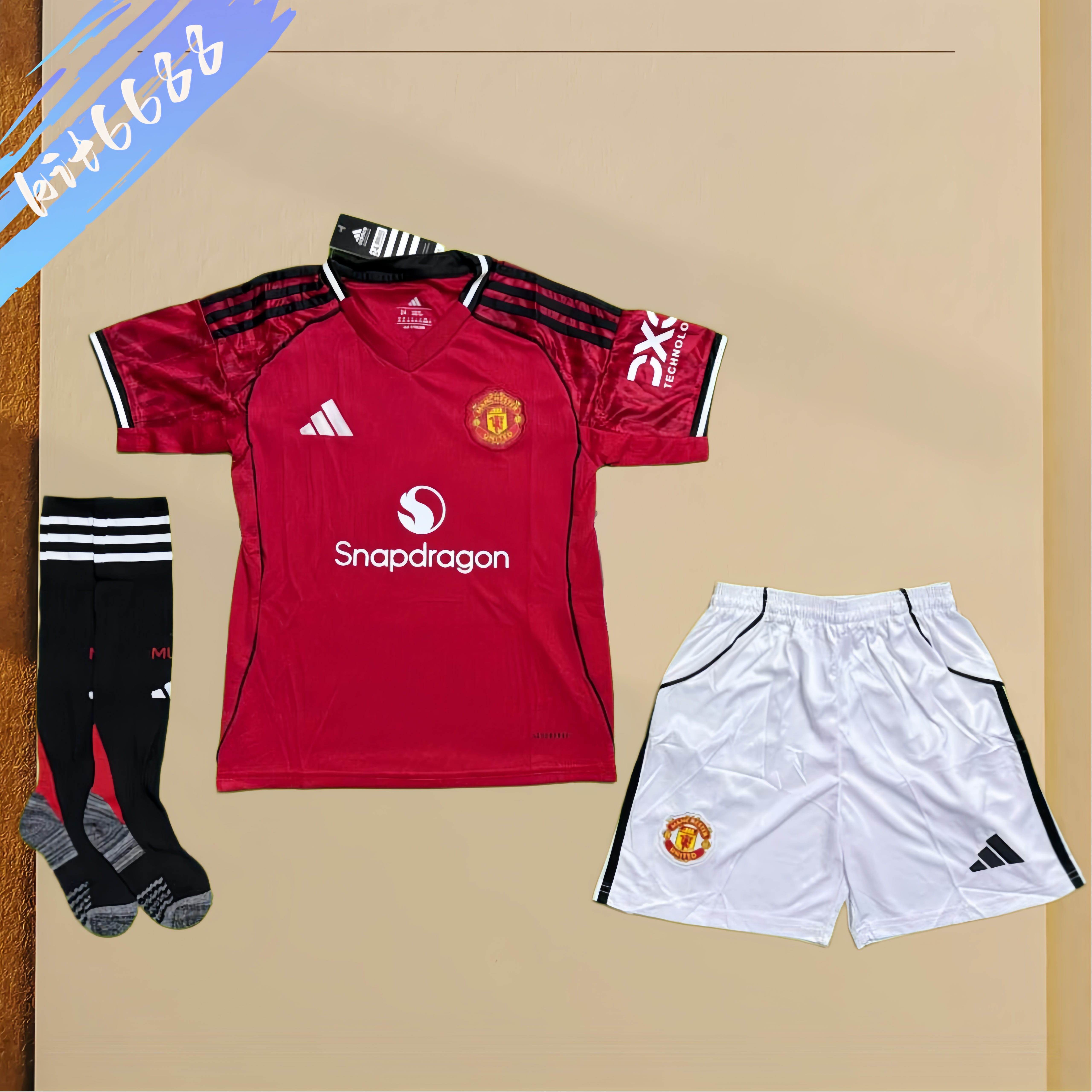 25/26 Manchester United home Football Soccer Adult Kids Kit socks