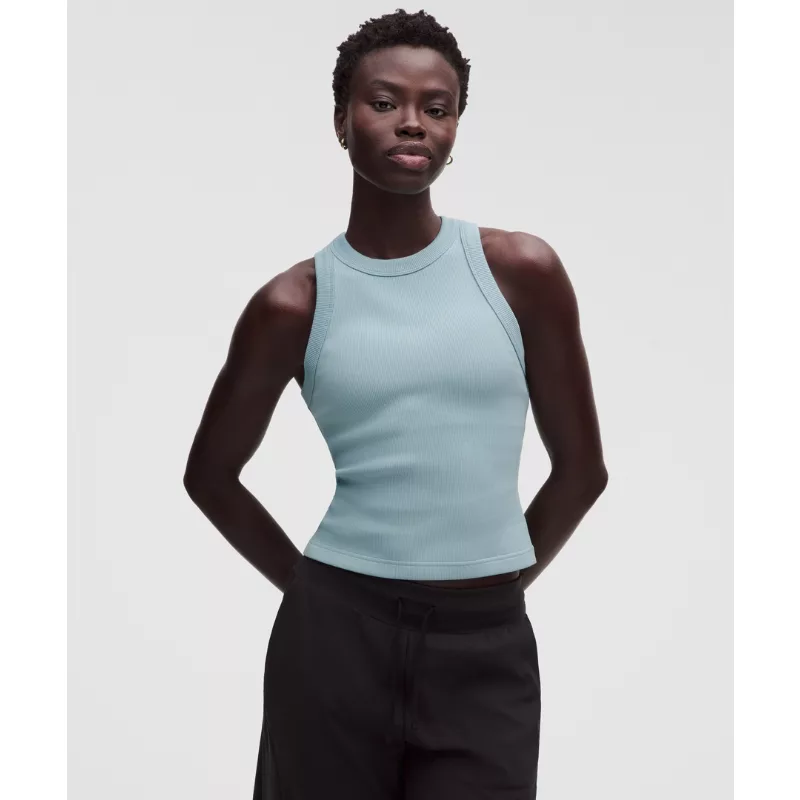 Ribbed Heavyweight Cotton-Blend Racerback Tank Top