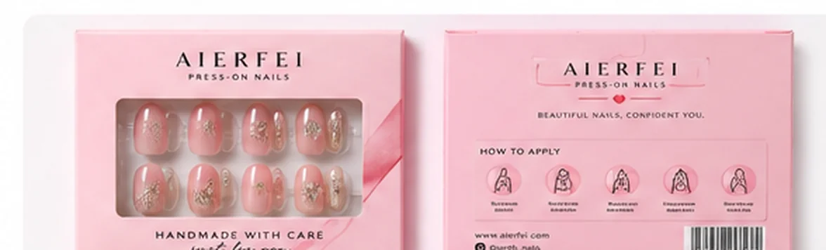 Custom Press-On Nail Packaging Box Front and Back Details