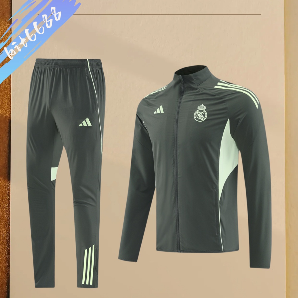 25/26 Real Madrid trench coat  Full Zipper Training Suit (Adult Set)