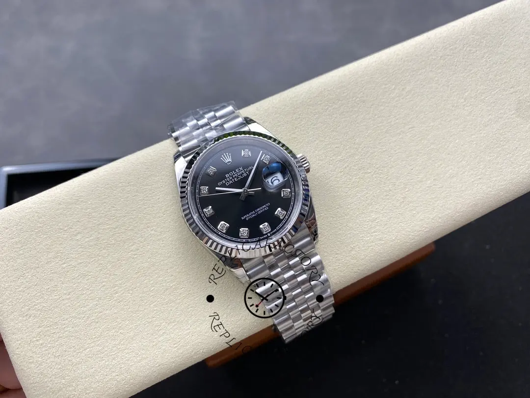 Rolex Datejust 126234 Fluted Bezel Black Diamond Dial 36MM Unisex Replica Watch