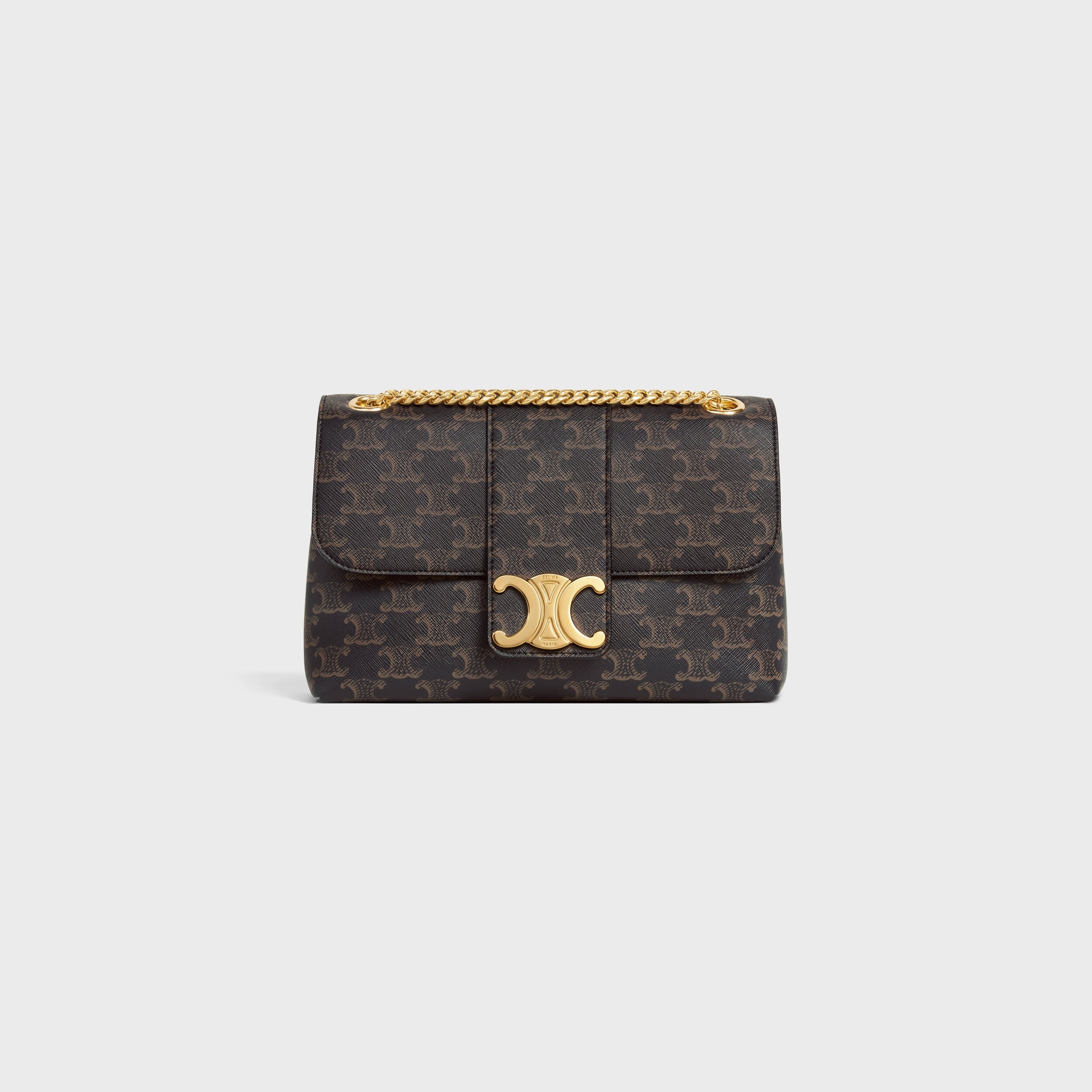 Medium Celine Victoire Bag in Triomphe Canvas TAN