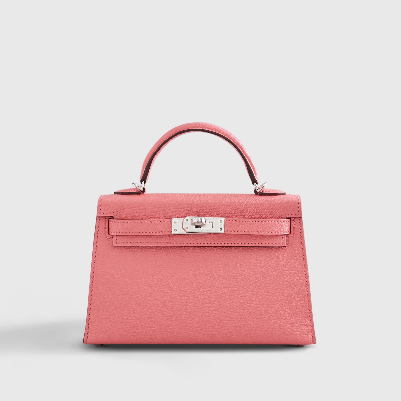 Hermès Kelly Verso Mini Chevre Rose d'Ete/Rouge Venetian Palladium Hardware