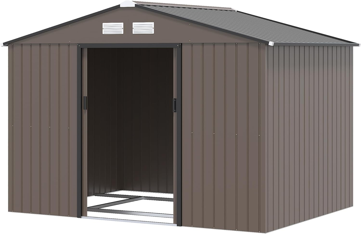 Outsunny 9 x 6ft Garden Metal Storage Shed. Outdoor Storage Tool House with Ventilation Slots. Floor Foundation and Lockable Double Doors. Light Green