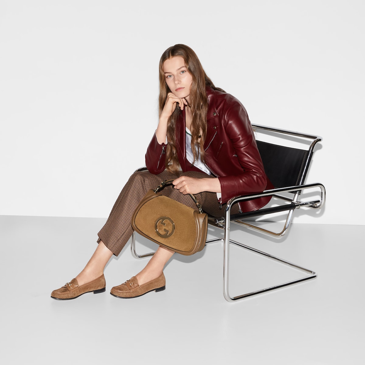 Gucci Blondie large top handle bag Brown suede