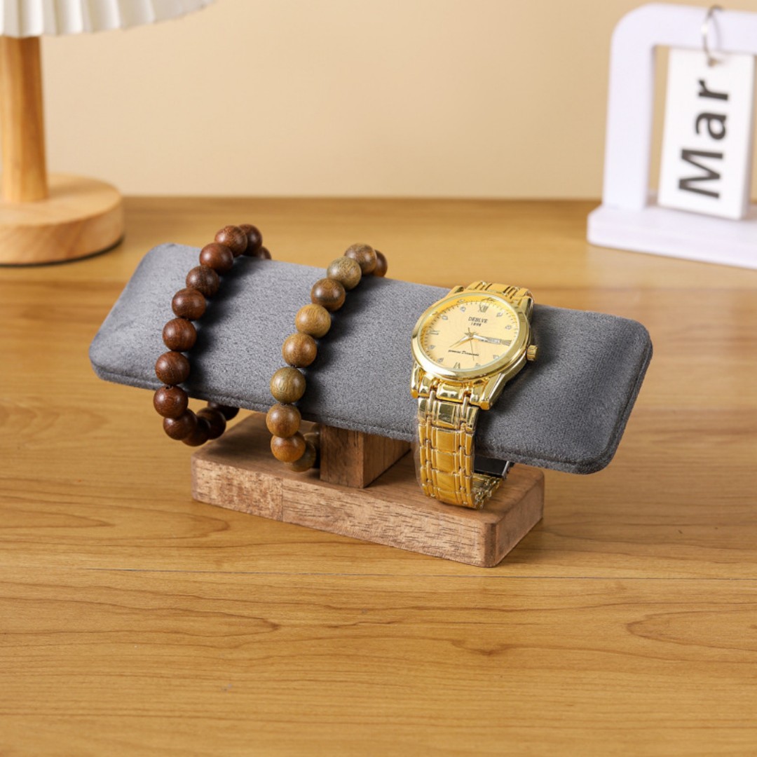 Solid Wood Single-Tier Watch Bracelet Display Stand Beaded Bracelet Storage Rack Bracelet Jewelry Display Stand Live Streaming Display Stand custom logo