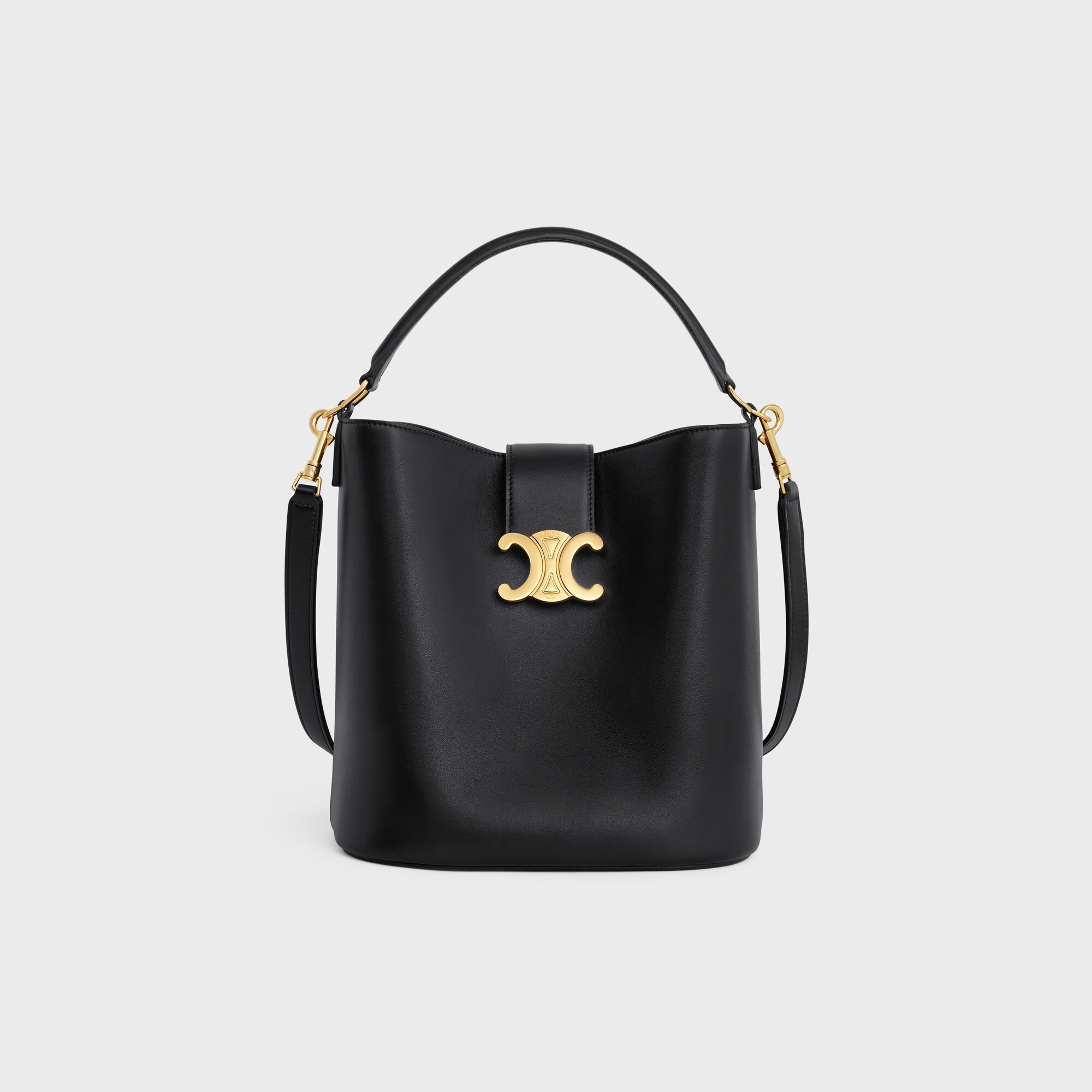 MEDIUM BUCKET LOUISE IN SMOOTH CALFSKIN BLACK