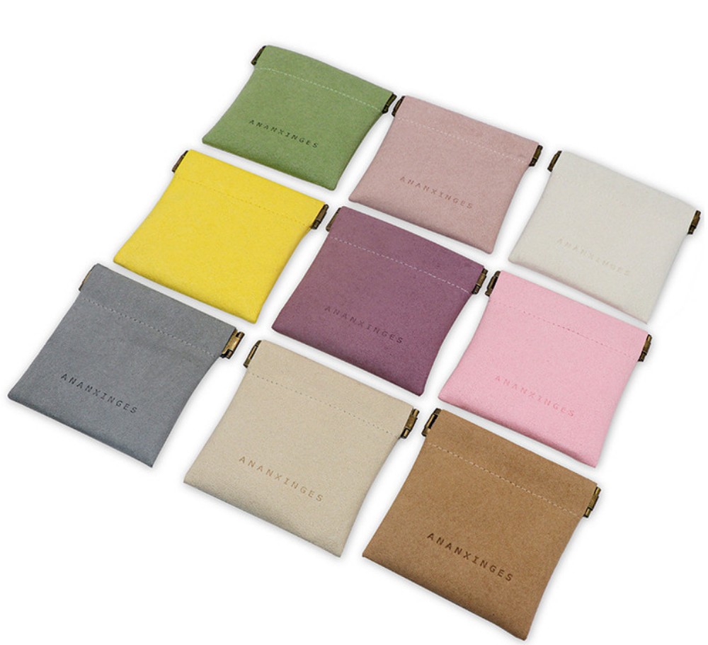 Spring Opening Suede Microfiber Leather Jewelry Pouch, Premium Soft Flannel Jewelry Storage Bag, Necklace Ornament Gift Box Packaging Pouch, Anti-Scratch Reusable Jewelry Wallet Bag, Custom Logo Factory Wholesale