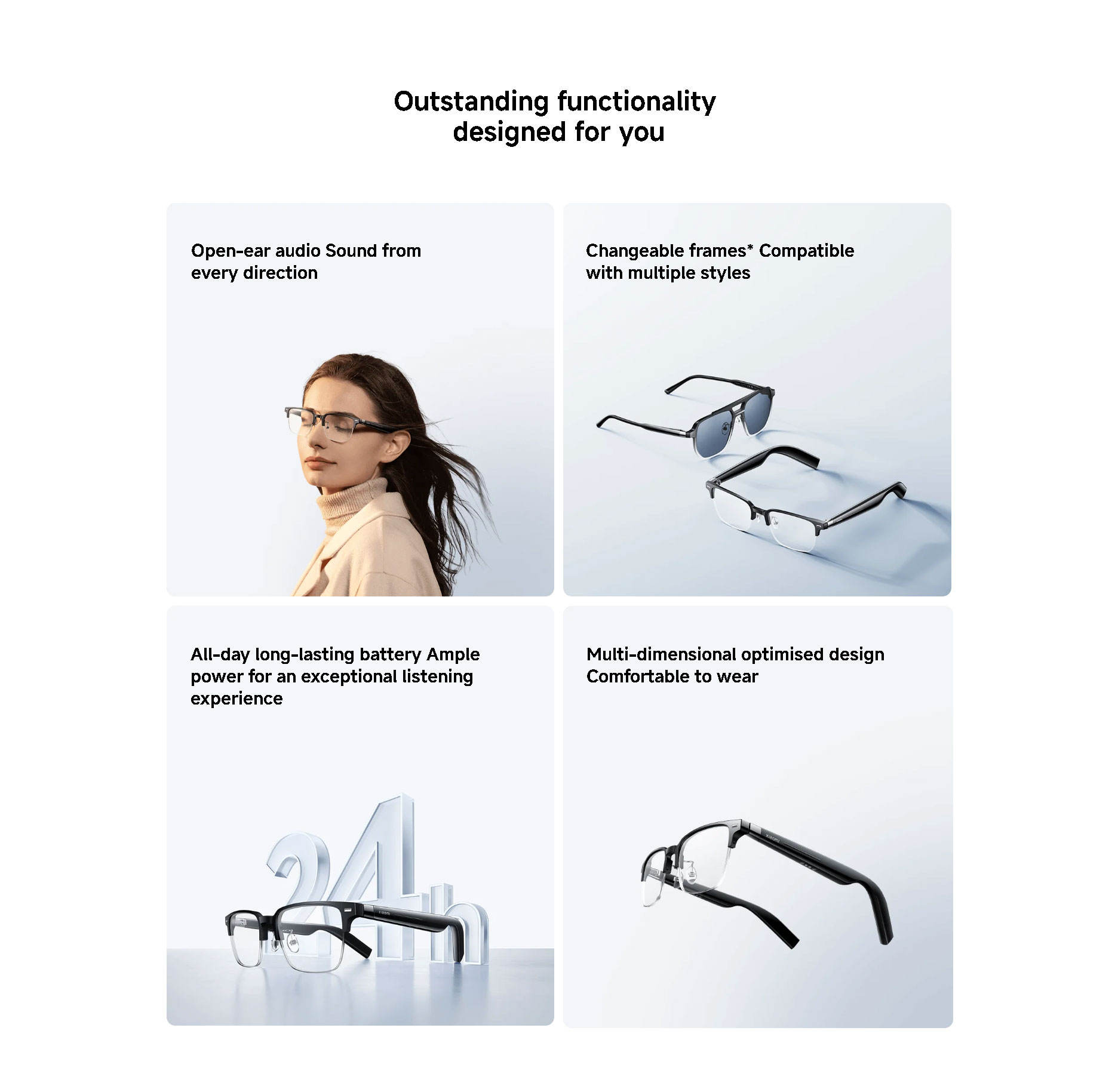 Gafas Inteligentes Mijia con Audio, Bluetooth 5.2, Resistentes al Agua IP54, Control Táctil y por Gestos, 11 Días de Autonomía