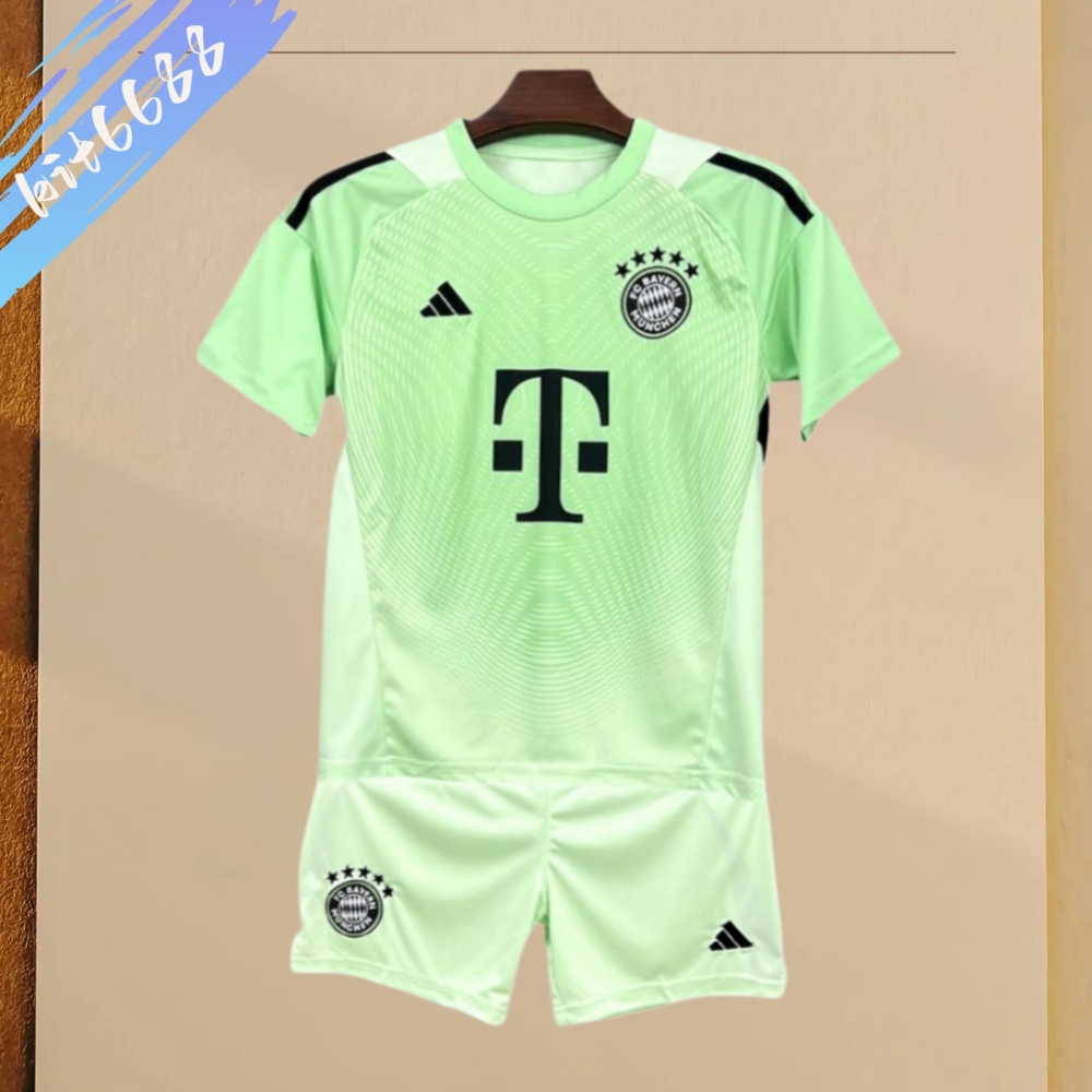 2025/2026 Bayern Munich Goalkeeper Green Kit for Kids (Kids Kit socks)