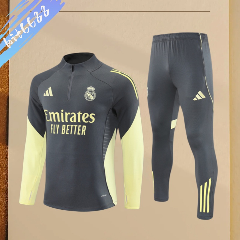25/26 Real Madrid dark gray Half Zip Training Kit (Adult Kids Kit)