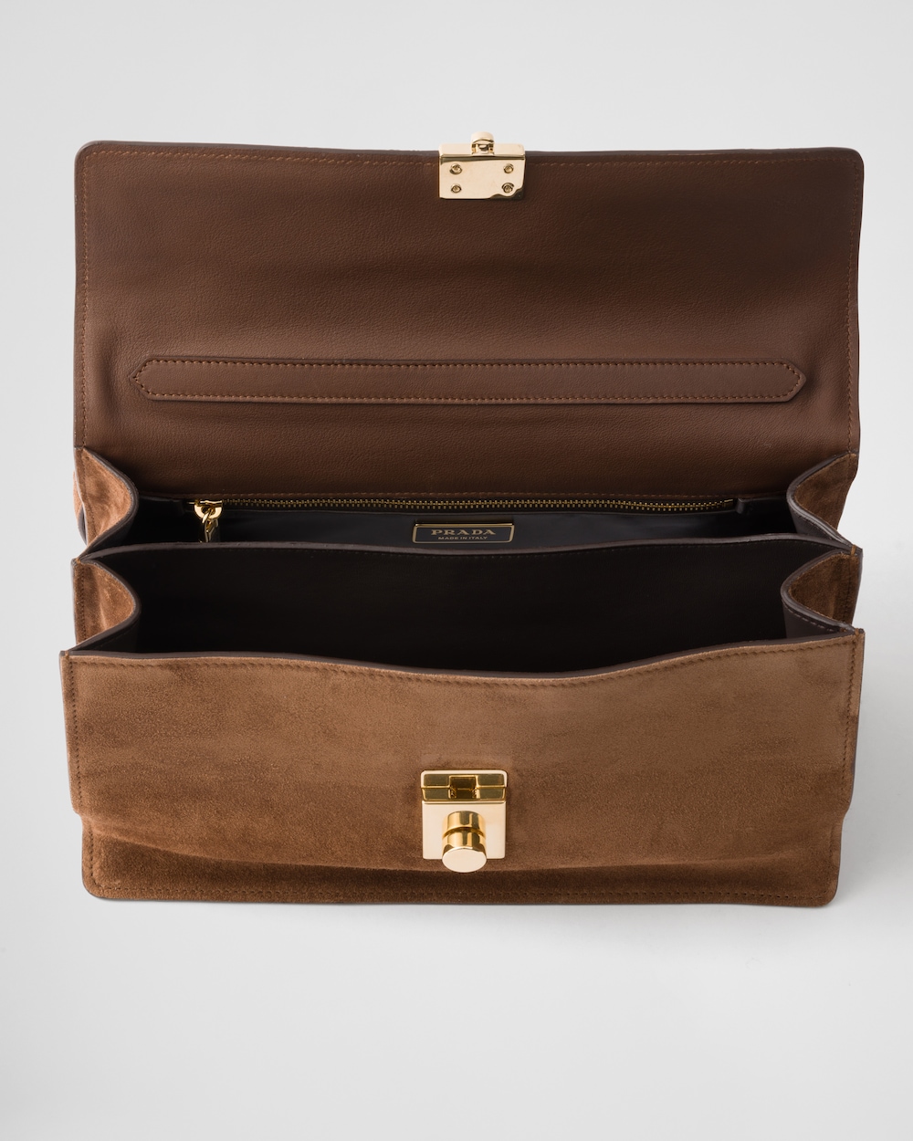 Prada Soft Sound medium suede shoulder bag Cocoa Brown