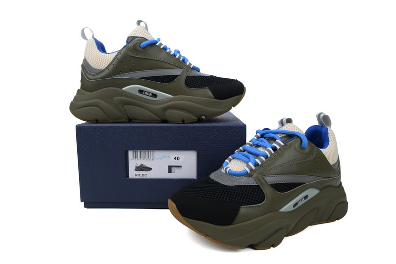 Dior Olive Green 'B22' Sneakers Cream