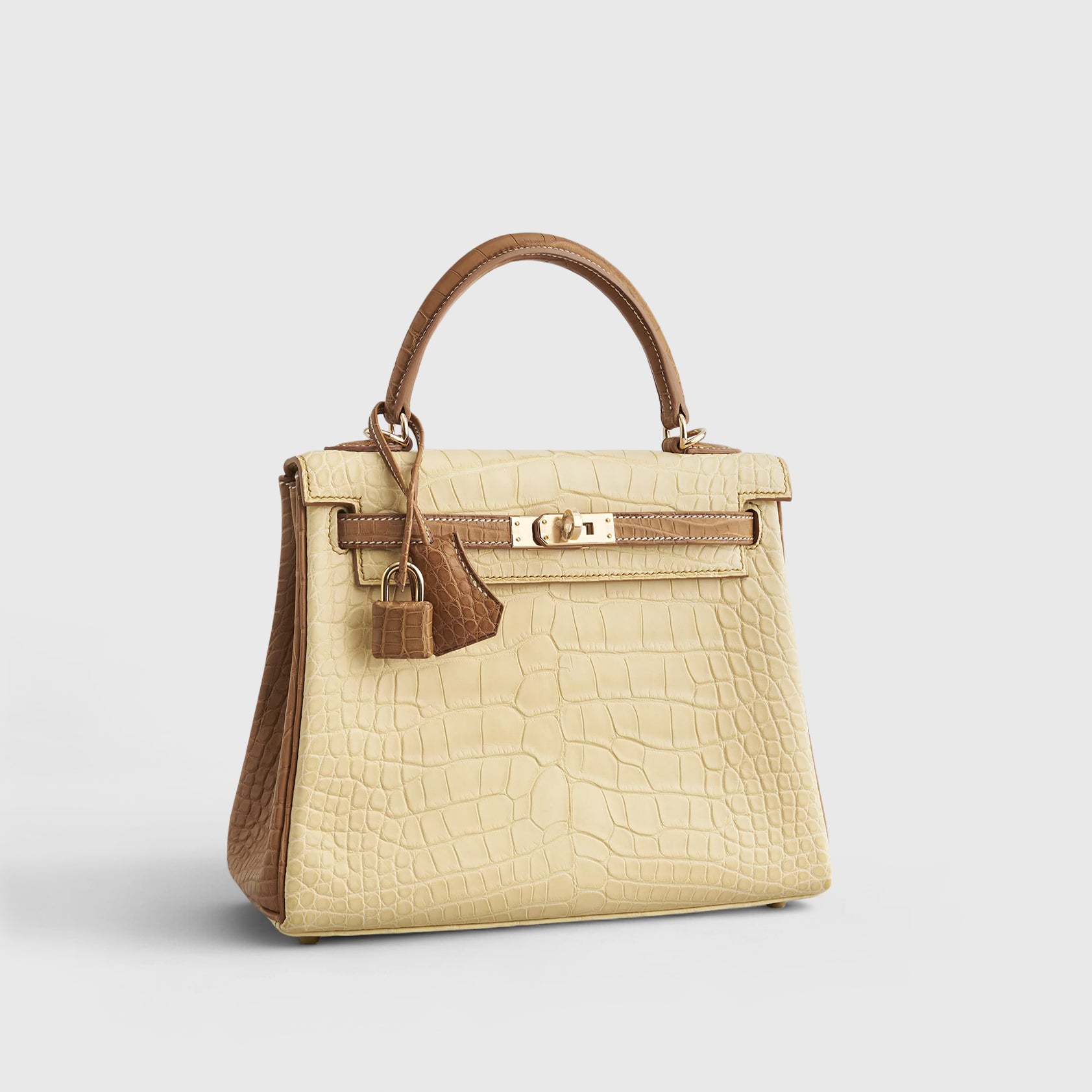 Hermès Kelly 25 Alligator Vanille / Gold Sellier HSS Matte Rose Gold Hardware