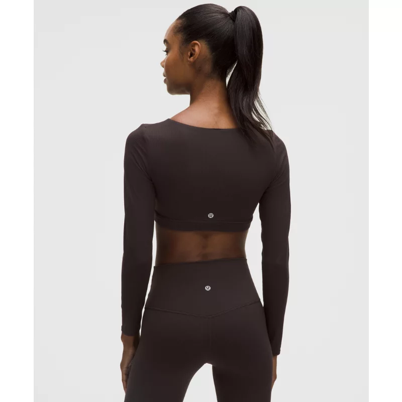 Ribbed Nulu Long-Sleeve Bra Top Light Support, B/C Cup