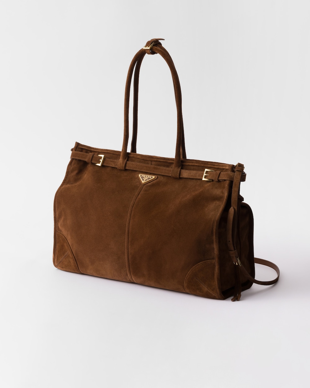 Prada Bonnie extra large suede handbag Cocoa Brown