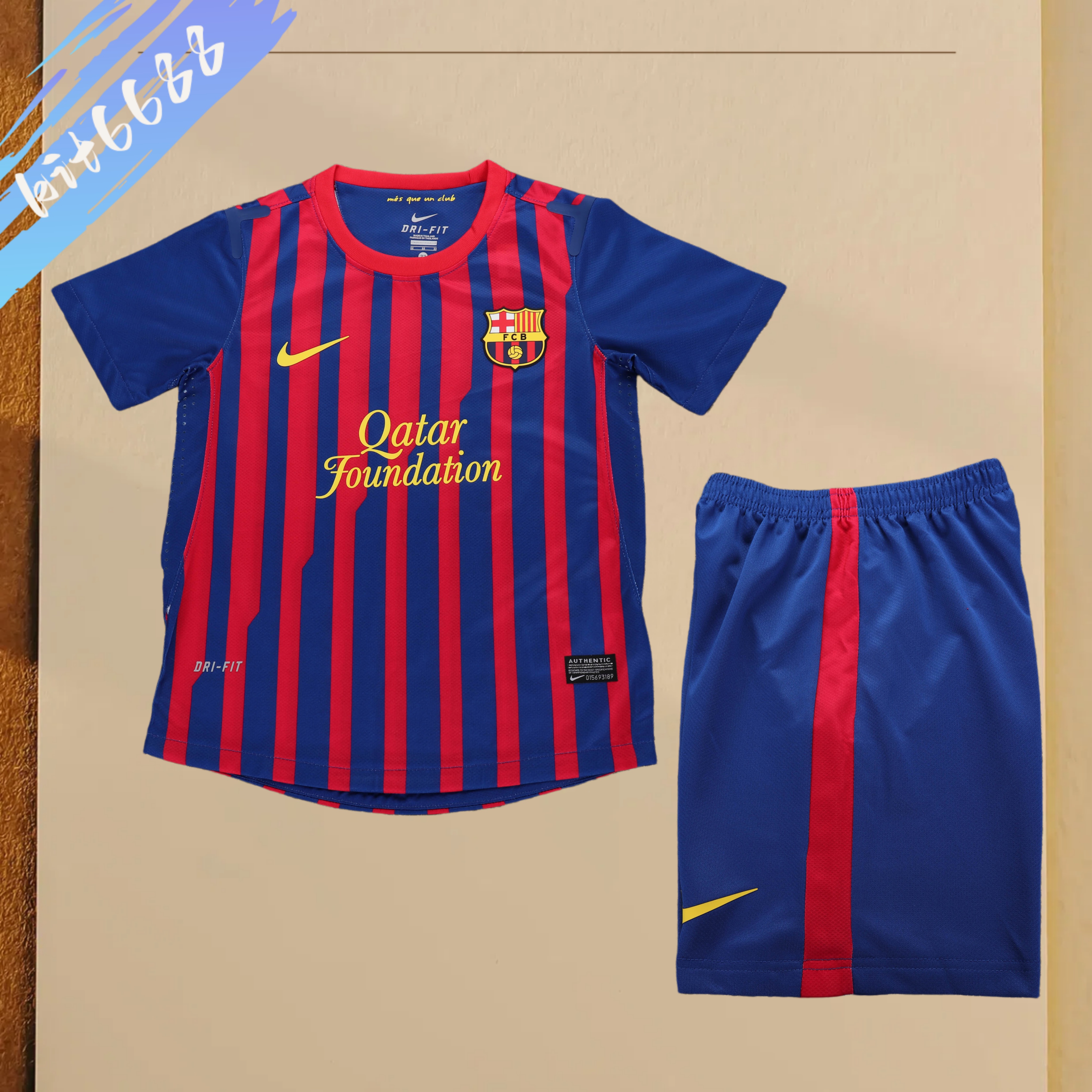 2011/2012 Barcelona home Retro Kids Kit(Kids Kit)