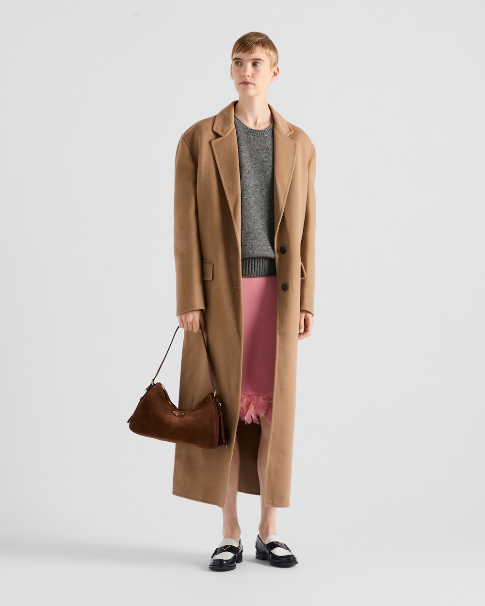 Prada Aimée medium suede shoulder bag Cocoa Brown