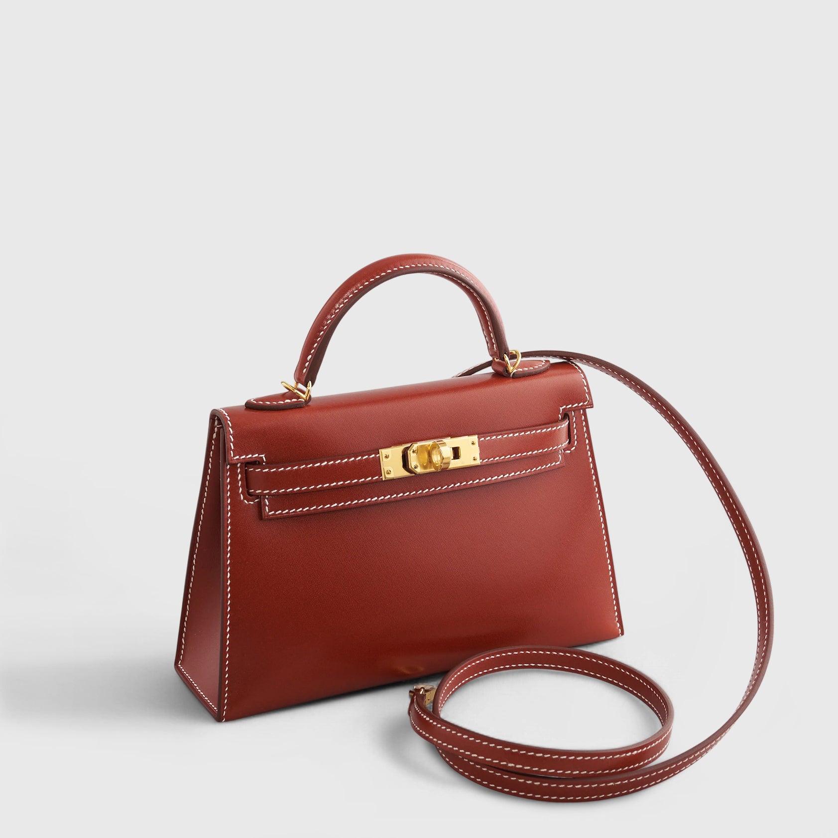 Hermès Kelly Mini Box Calf Brique Sellier Gold Hardware