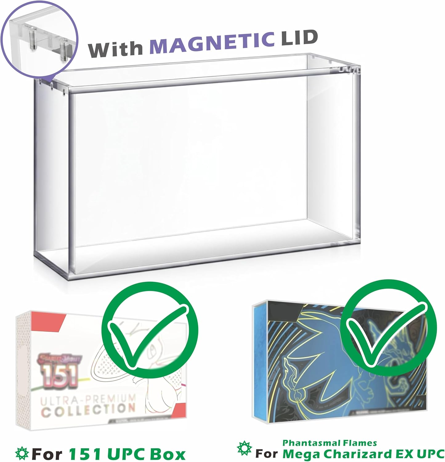 Pokemon 151 UPC Acrylic Display Case Magnetic Protective Box