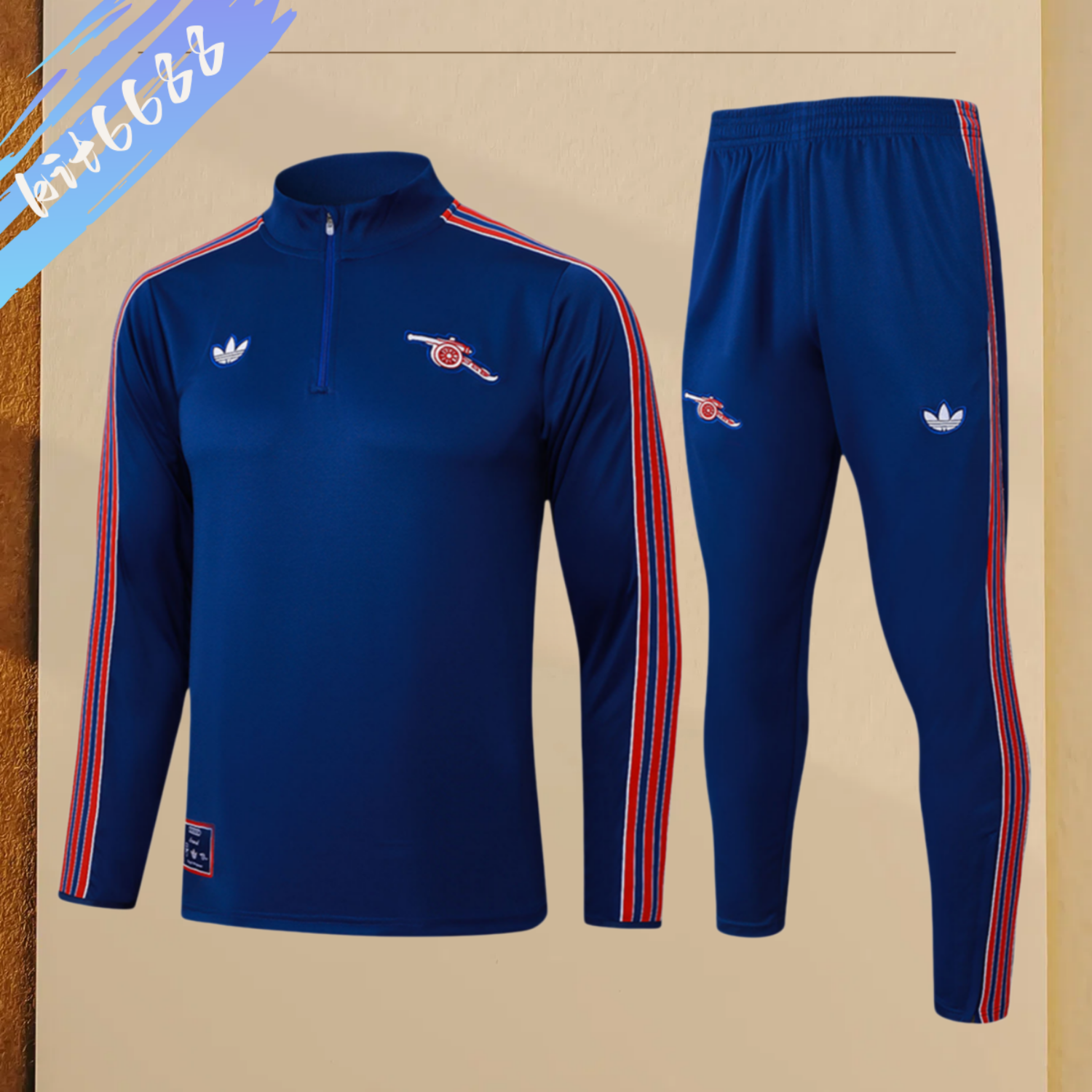 2025/2026 Arsenal Dark Blue Kids Half Zip Training Clothes (Kids Kit)