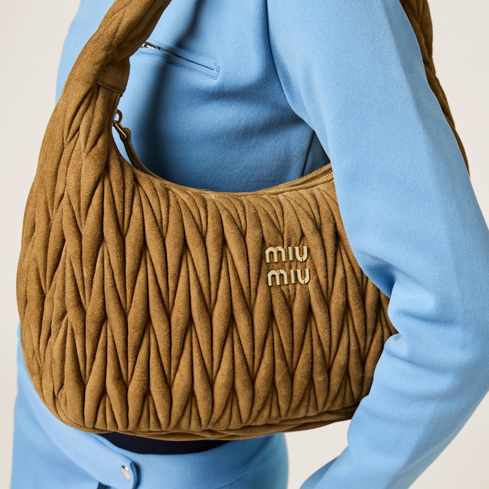 Wander matelassé suede bag Olive Green