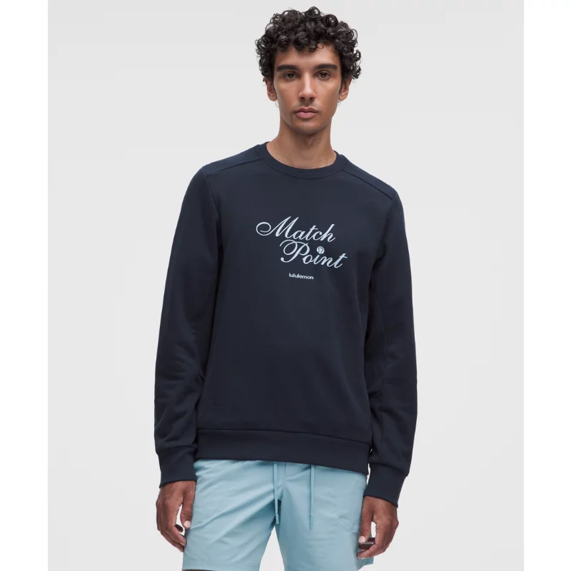 French Terry Classic-Fit Crewneck Tennis Graphic