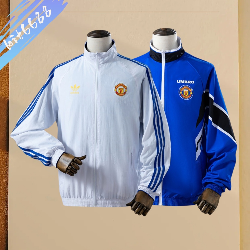 25/26 Manchester United Reversible Jacket Windbreaker - White & Blue