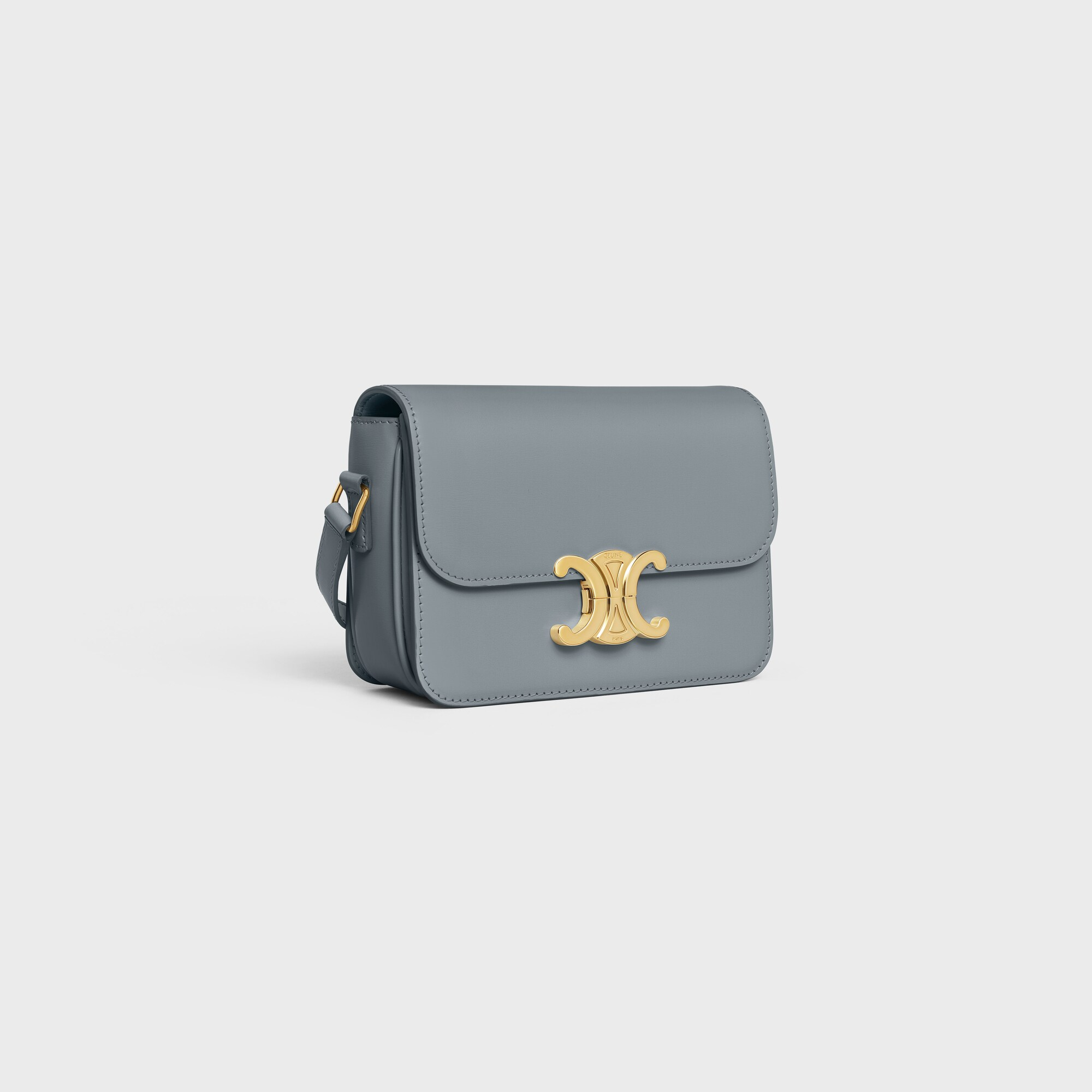 Teen Triomphe Bag in shiny calfskin BLUE GREY