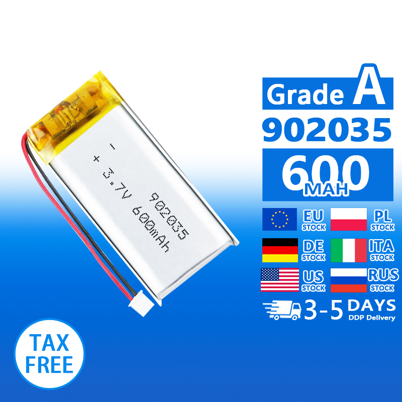 Pouch Lithium Ion Batteries 902035 902040 902535 3.7v 600mAh 700mAh 800mAh