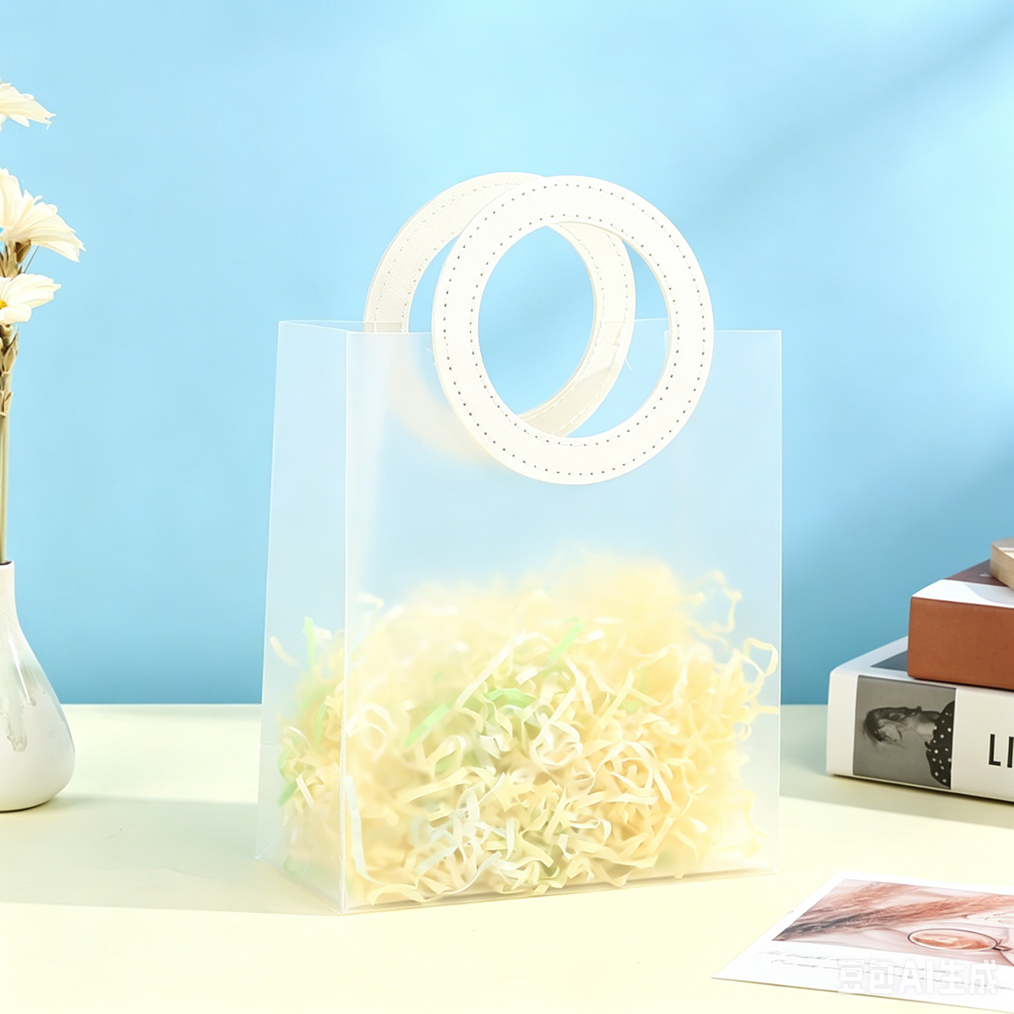 PP Frosted Transparent Handheld Gift Bag, Plastic Festival Souvenir Bag, Wedding Candy & Flower Tote Bag, Custom Logo Packaging Bag, In Stock Wholesale