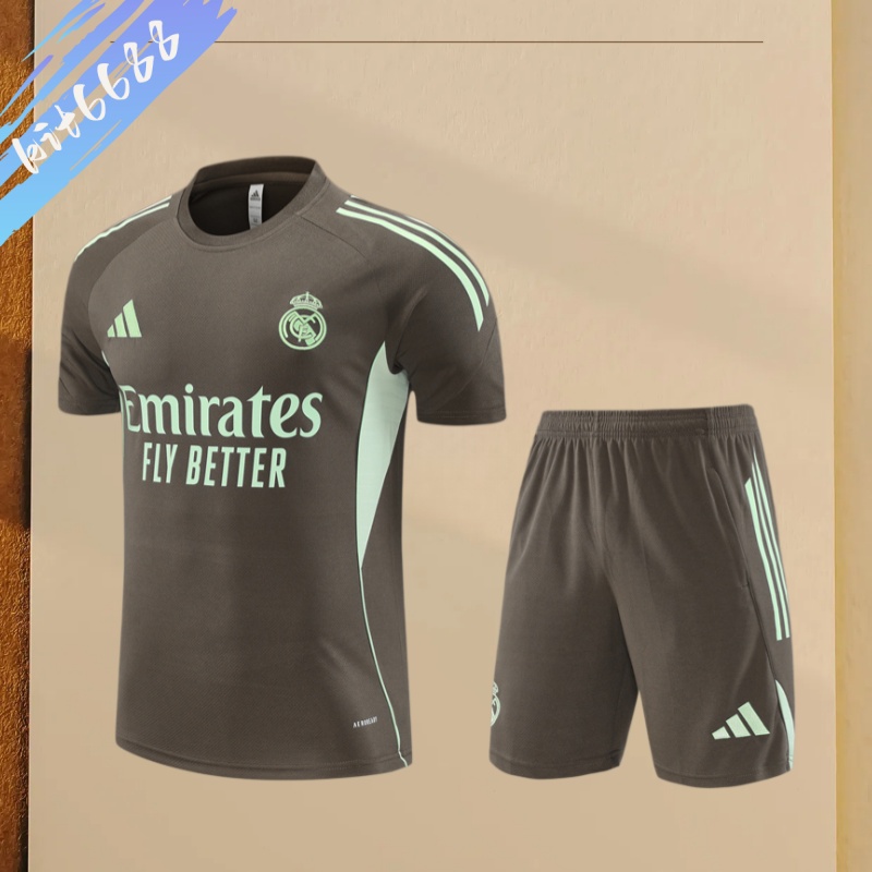 25/26 Real Madrid khaki Short Sleeve Training Wear ( Adult kit Kids )