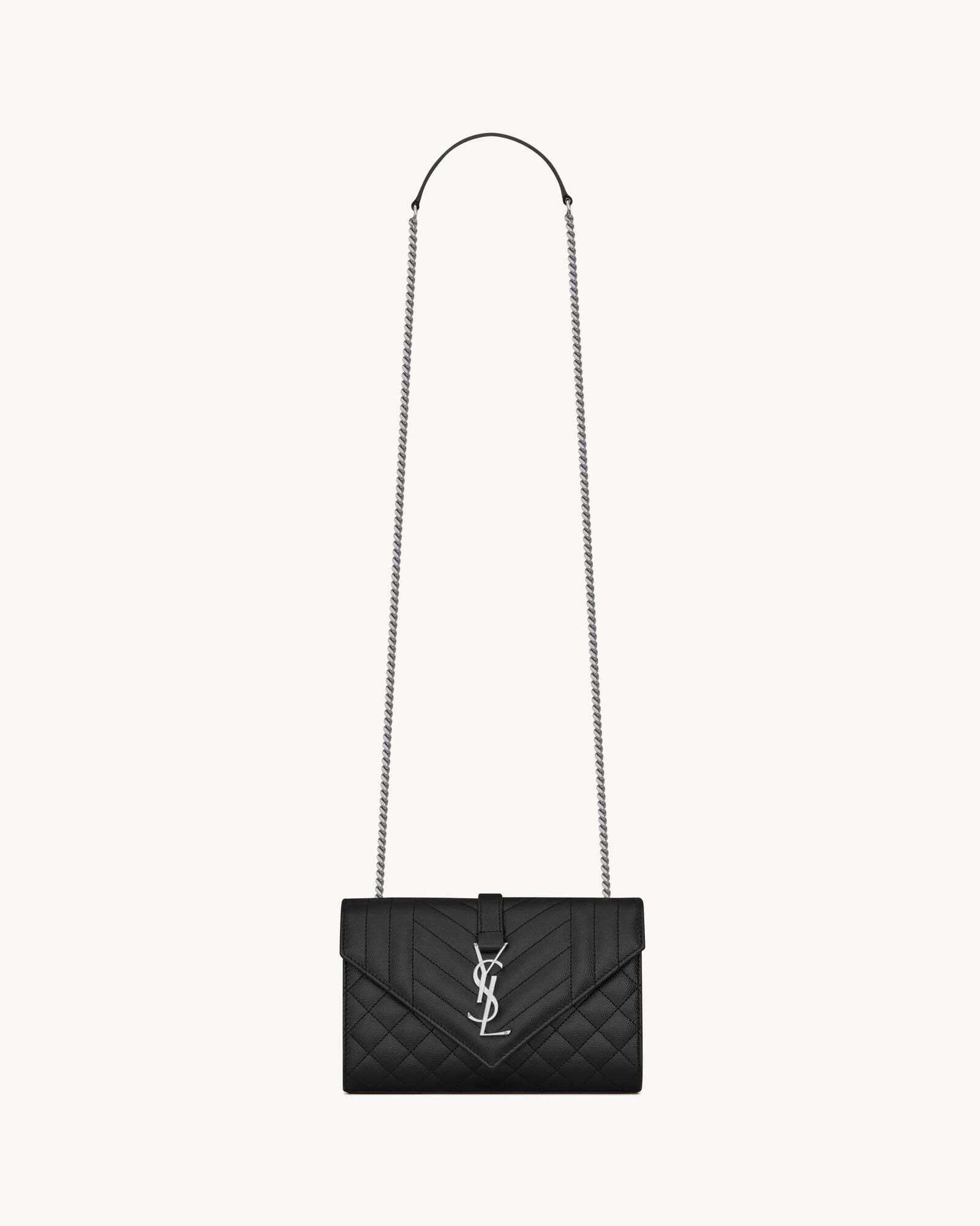 envelope small in quilted grain de poudre embossed leather NOIR