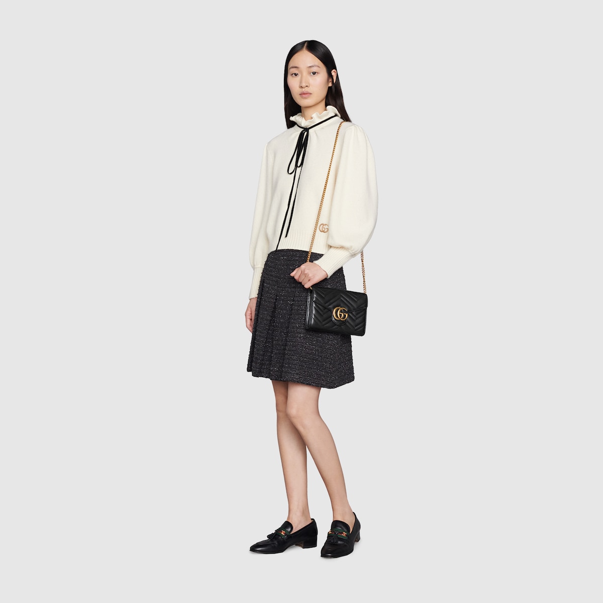 GG Marmont wallet on chain Black