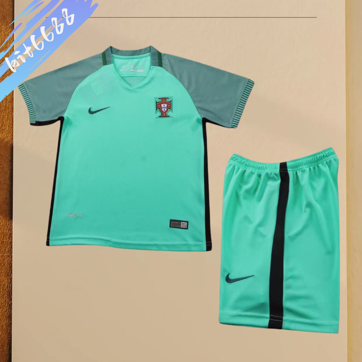 2016 Portugal Away Retro Football Shirt  Kids Kit